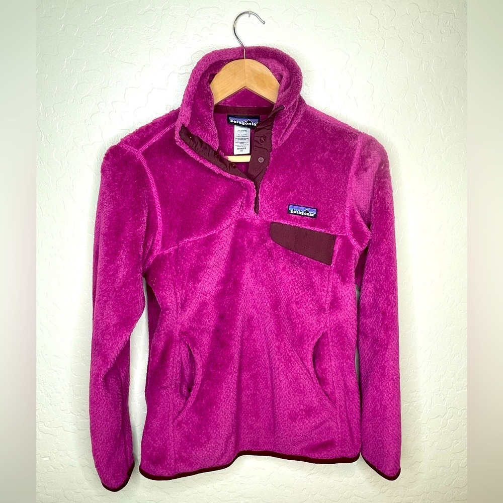 Patagonia Retool Snap T Rubellite Pink Magenta Fleece XS Pullover Kangaroo Pouch